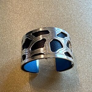 Silver and Black/Blue Cuff Bracelet
